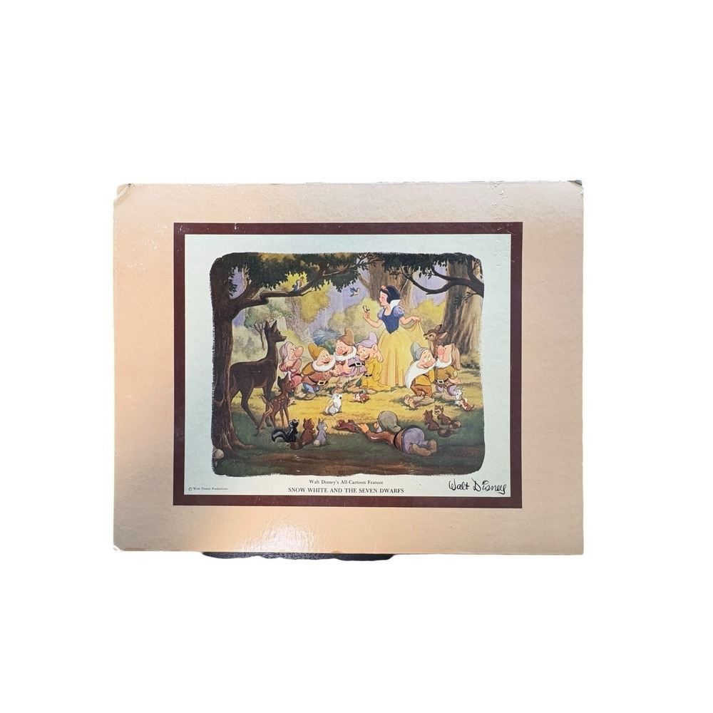 Vintage Walt Disney Snow White Seven Dwarfs Art Print Plaque